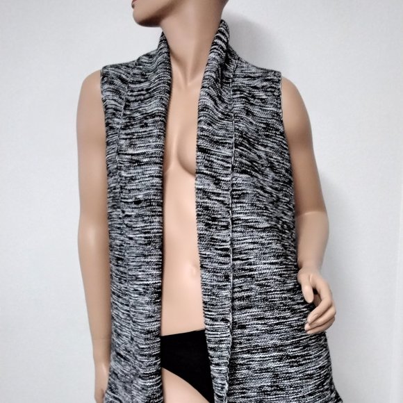 NEW Gap Black White Gray Marbled Top Open Front Cardigan Sweater Size M Medium - Picture 2 of 14